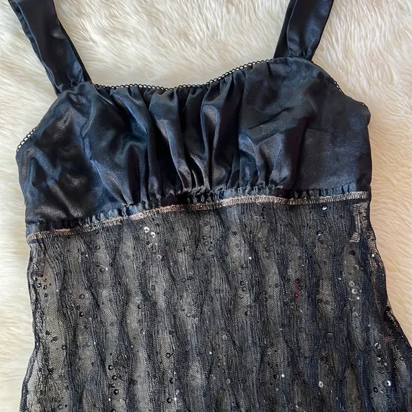 Vintage Sequin Cami Black Size M - Image 6
