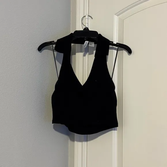 H&M Divided Women’s Halterneck Top with Collar Black Size Small - Image 9