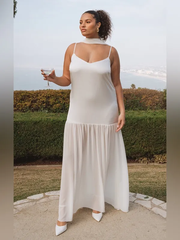 Show Me Your Mumu Dalia Maxi Dress size XL ivory white luxe satin nwot - Image 4