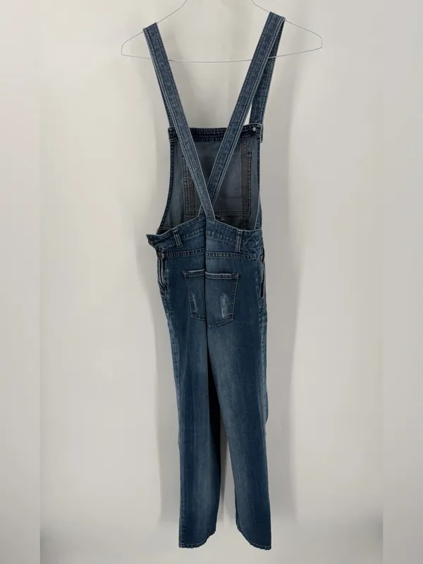 Free People Milo Denim Ankle Medium Wash Multi Pocket Western Cottage Overalls - Image 4