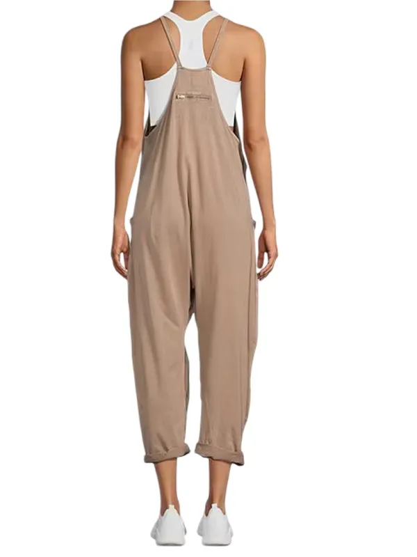 Free People NWT Women’s Size M Pumice Taupe Relaxed Pocket Onesie Jumpsuit - Image 2