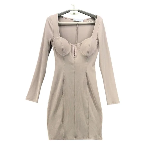 ASTR the Label Ribbed Dress Taupe Medium‎ - Image 2