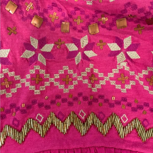 Free people embroidered beaded tank top pink sz S boho - Image 4