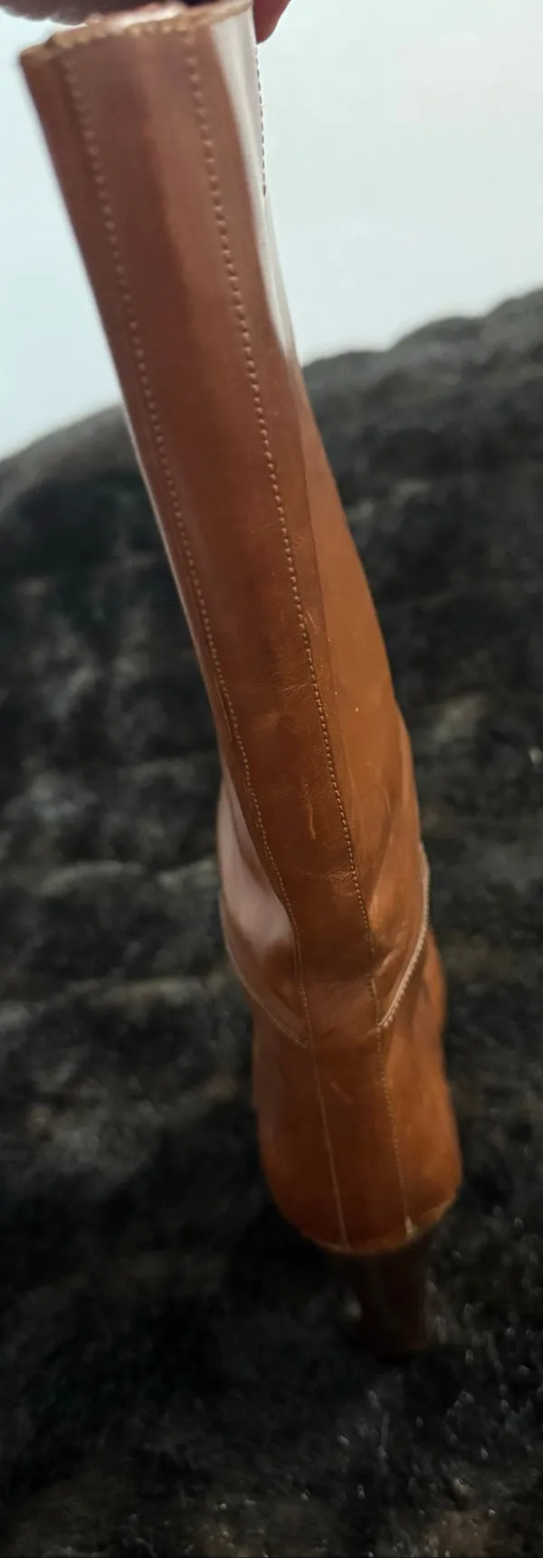 Vintage Miu Miu Cognac Leather Knee high boots 37 7 SINGLE LEFT BOOT - Image 5
