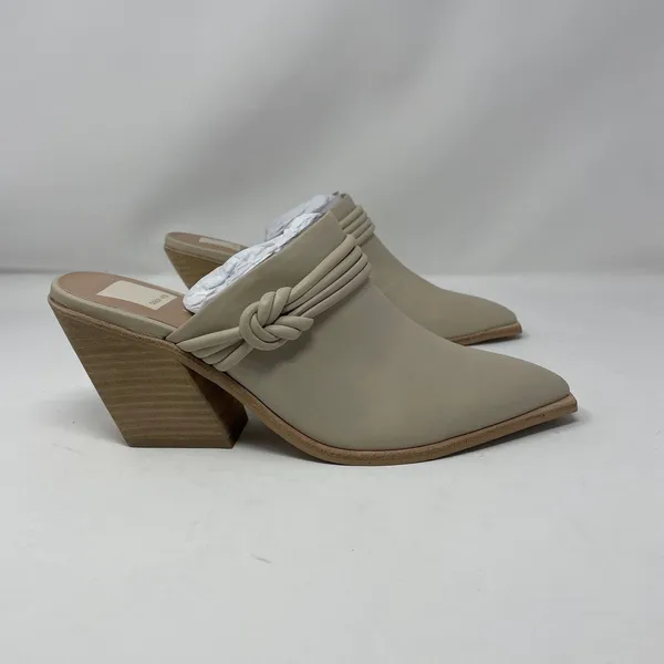 NEW Dolce Vita Sita Mules 9 Sand Nubuck Pointed Toe Block Heel Leather Slip On - Image 5