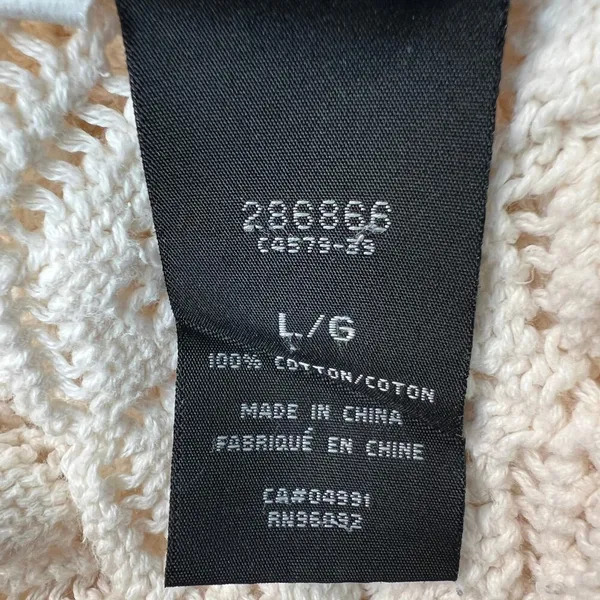 DALIA Pointelle Knit Tie Front Cotton Cardigan Sz Large Cottage Beachy Coastal - Image 11