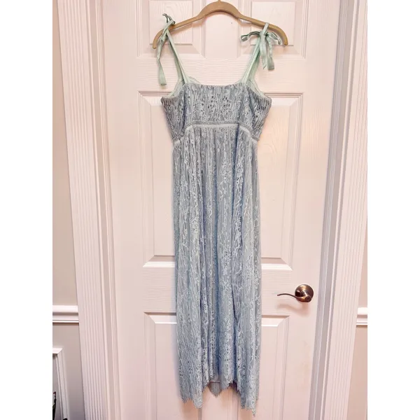 Jonathan Simkhai Blue Lace Maxi Dress Bustier Tie Shoulder Wedding Guest Size‎ 4 - Image 2