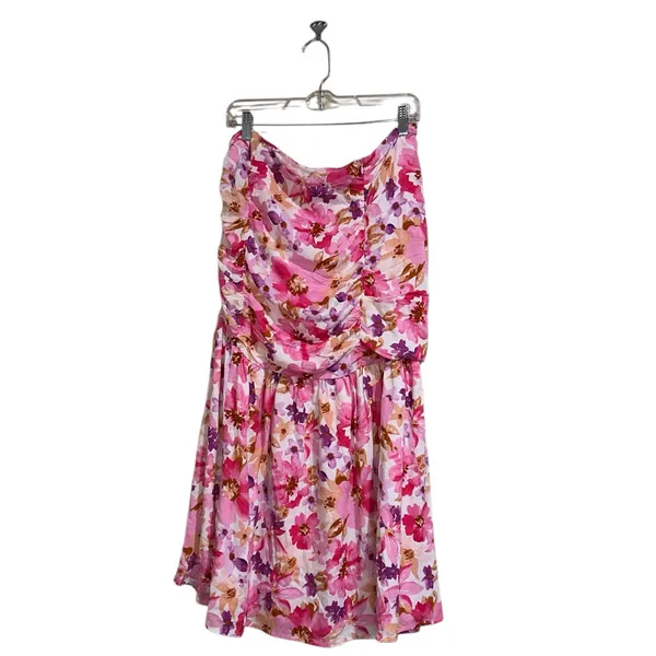 NWT Lulus Flourishing Favorite Floral Ruched Maxi Skirt Large IVORY/ PINK PURPLE - Image 6