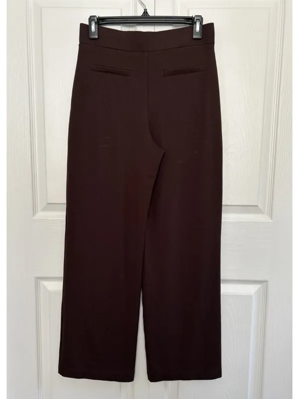 Quince Ultra-Stretch Ponte Wide Leg Pants Espresso Brown Size S - Image 8