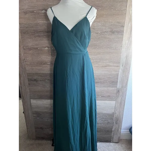 Birdy Grey Dress Formal Women Size Small Green Cindy Wrap Chiffon Prom Wedding - Image 4