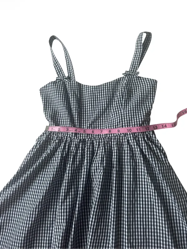 Altar’d State black and white gingham mini dress with delicate bow details - Image 6