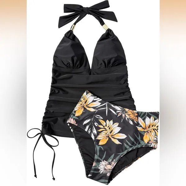 Suuksess Tummy control push up halter tankini top swimsuit high waisted bottoms - Image 4