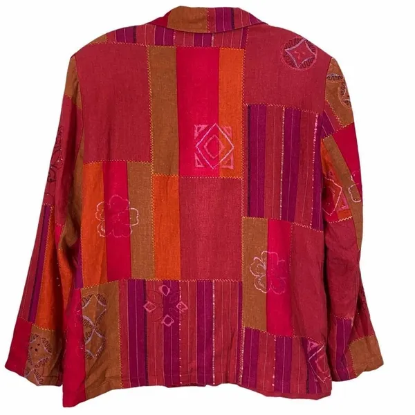 Vintage Alfred Dunner Patchwork Linen Jacket 14 Shacket - Image 7