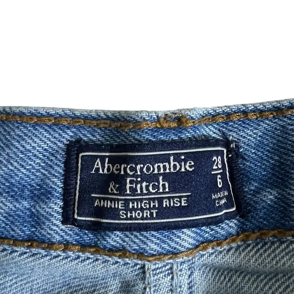 Abercrombie & Fitch Annie High Rise Distressed Denim Shorts Blue Edgy Size 28 6 - Image 5
