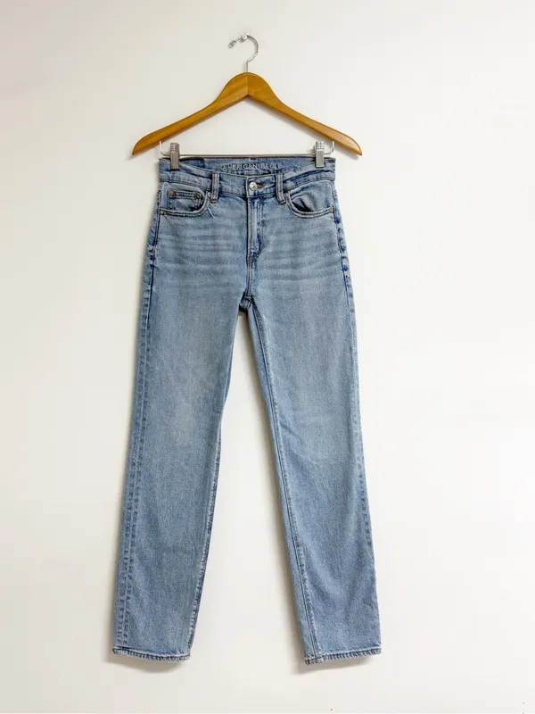 American Eagle Super High Rise Straight Jeans Size 00 Light Wash Stretch - Image 4