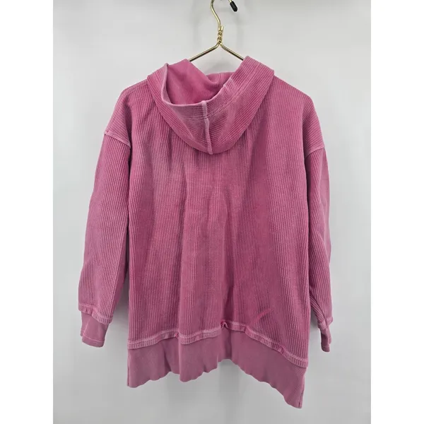 Aerie Hoodie Womens XS Henley Ribbed Corded Pink Long Sleeve Pullover‎ EUC - Image 4