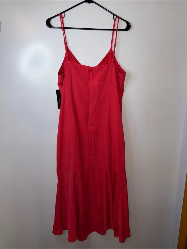 Lulu's Bright Red Midi Slip Dress with Spaghetti Straps - Image 9