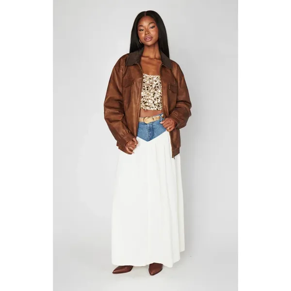 Show Me Your Mumu Maverick Bomber Jacket in Chestnut Brown XSmall New Womens - Image 9