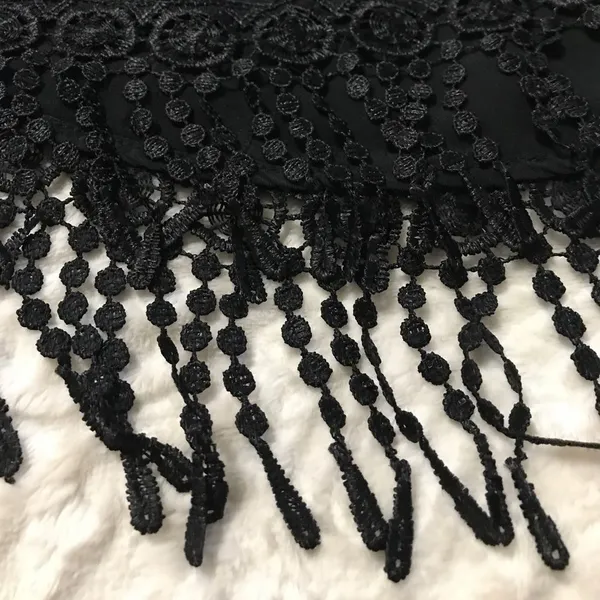 Faithfull the Brand Black Spaghetti Strap Top with Fringe - Image 3