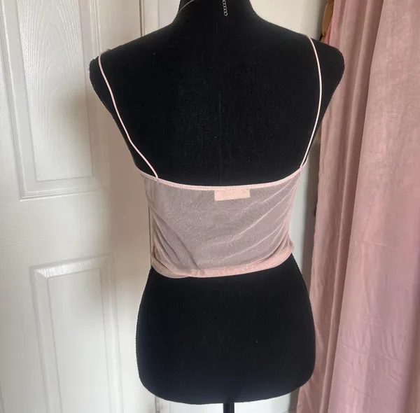 Pink ruched tie front cami top Size L - Image 4