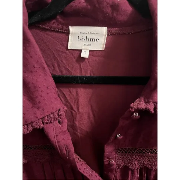 Bohme ✨Maroon Polka Dot Collared Maxi Dress✨ - Image 9