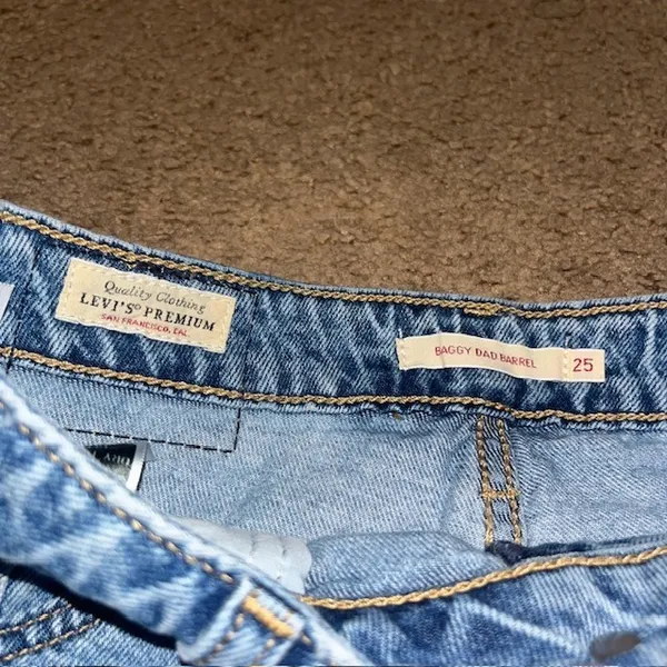 Levi's Premium‎ Baggy Dad Barrel Tapered Jean Easy Days Medium Wash Blue 25 - Image 8
