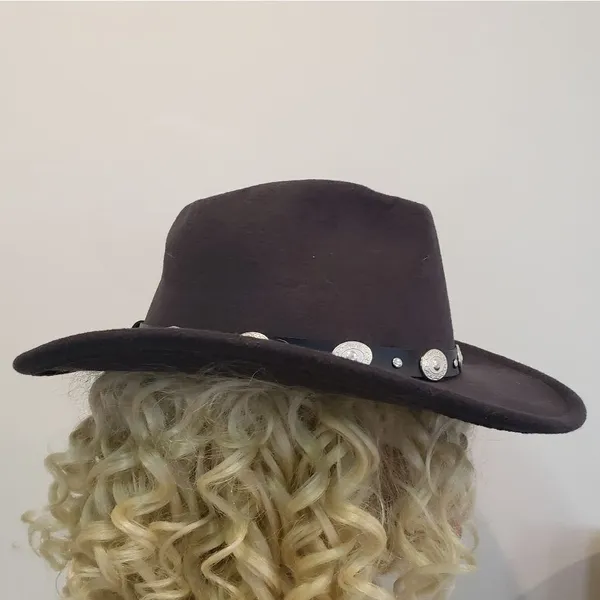 Stylish Gray Hat with Silver Accents Black - Image 2