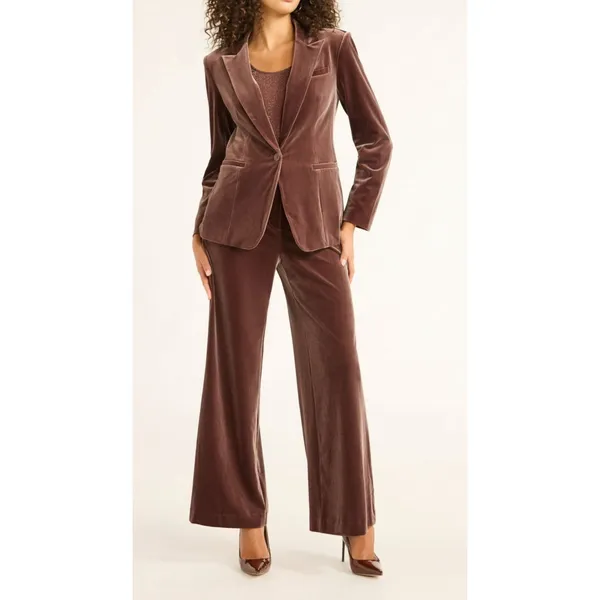 Sofia Jeans Womens Pants Size 10 Brown Velvet Wide Leg High Rise Trousers Zip - Image 2