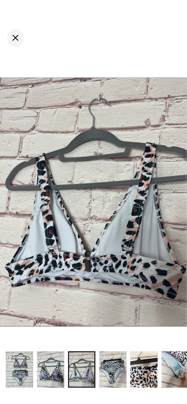 Boutique Leopard Print High Rise Bikini NWT Large. Fuller coverage. Removable padding. No underwire. Adjustable straps. 15-16” waist 13” rise 14-15” bust - Image 3