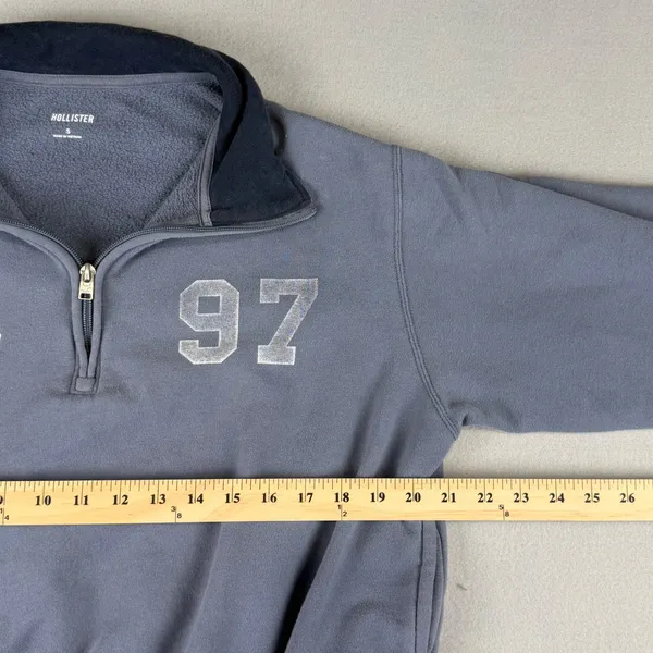 Hollister Womens Denver USA 97 Quarter Zip Sweatshirt Blue Gray Crop Fleece S - Image 5