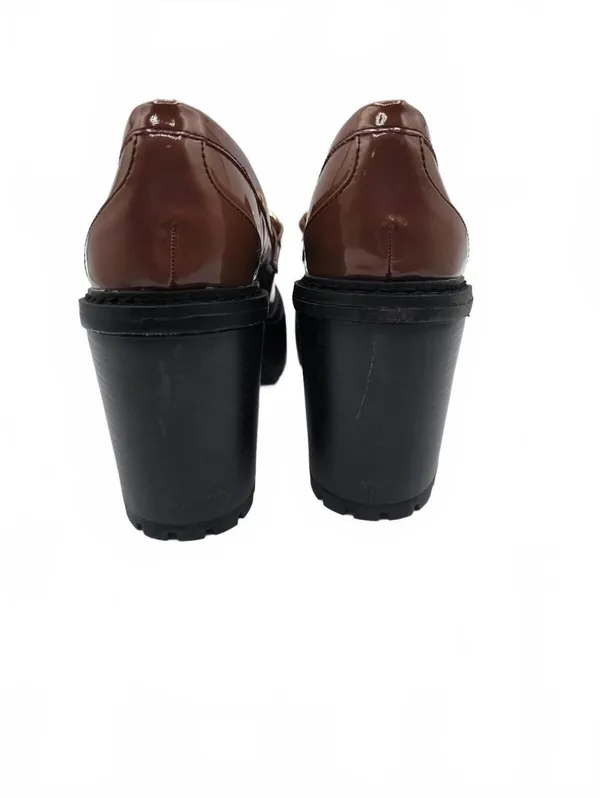 Madden Girl Brown Patent Leather Platform Heeled Loafers Shoes Chunky Size 7.5 - Image 12
