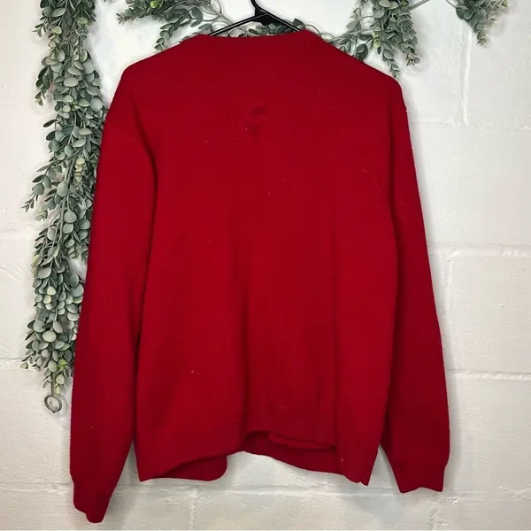 Talbots | women red wool button down sweater gold buttons - Image 2