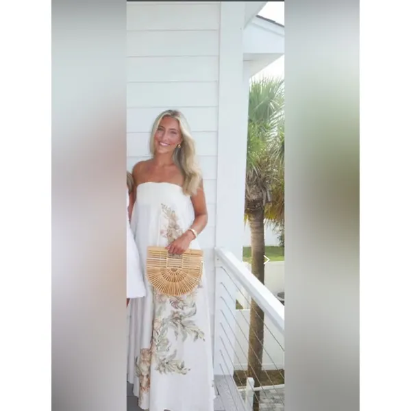 Significant Other Parisa Linen Floral Strapless Maxi Dress AU14/US10 - Image 2