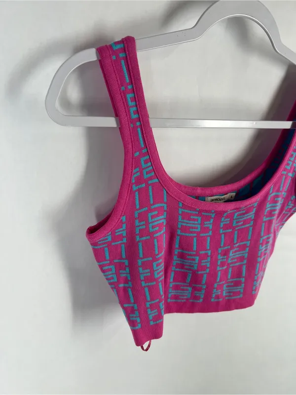 IMMODEL Pink Blue Geometric Knit Y2K Crop Tank Top Size L - Image 4