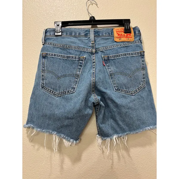 Levis Cutoff Shorts Womens 30 Medium Wash Denim Distressed Raw Hem 90s Concert - Image 2