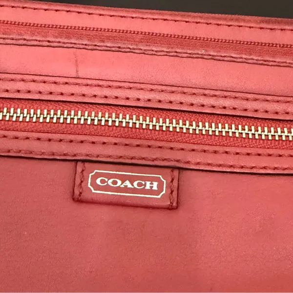 Coach Coral Daisy Leather Double Zip Wallet Wristlet - Image 5