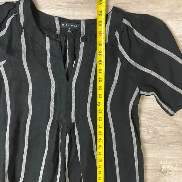 NWT Miou Muse Linen V-Neck Striped Dress - Small - Image 10