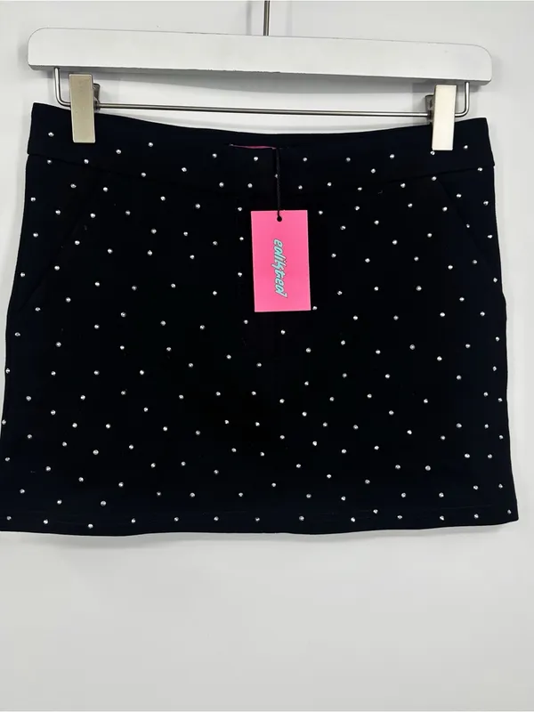 Edikted Black Rhinestone Mini Skirt Size Small Grunge New With Tags - Image 9