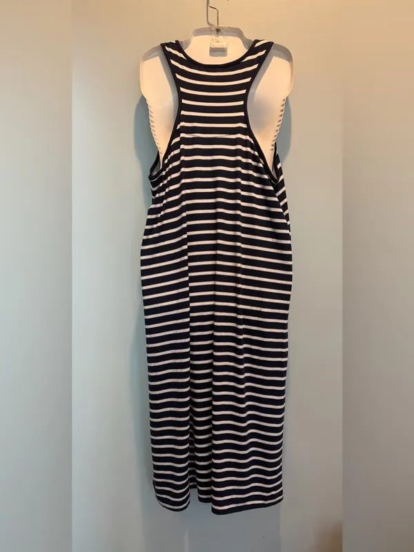 Nautica Navy/White Striped Nautical Tank Racerback Mido Dress Soze Large NWT - Image 9