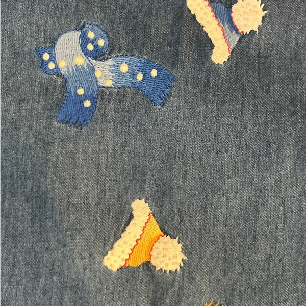 Karen Scott Embroidered Appliqué Winter Holiday Light Denim Shirt Snowman XL - Image 10