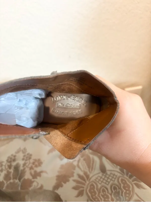 Kork Ease Natalya Gray Distressed Nubuck Leather Stacked Wedge Bootie Heel Sz 8 - Image 12