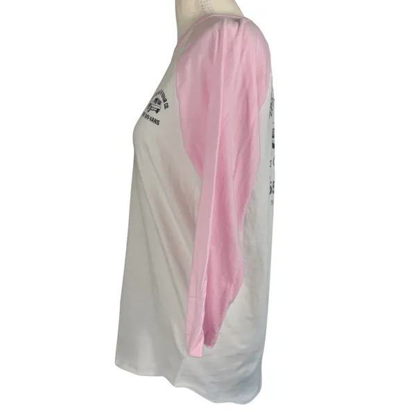 Vans Off The Wall Van Repair Co Raglan Tee Womens M Pink White Graphic Cotton - Image 7