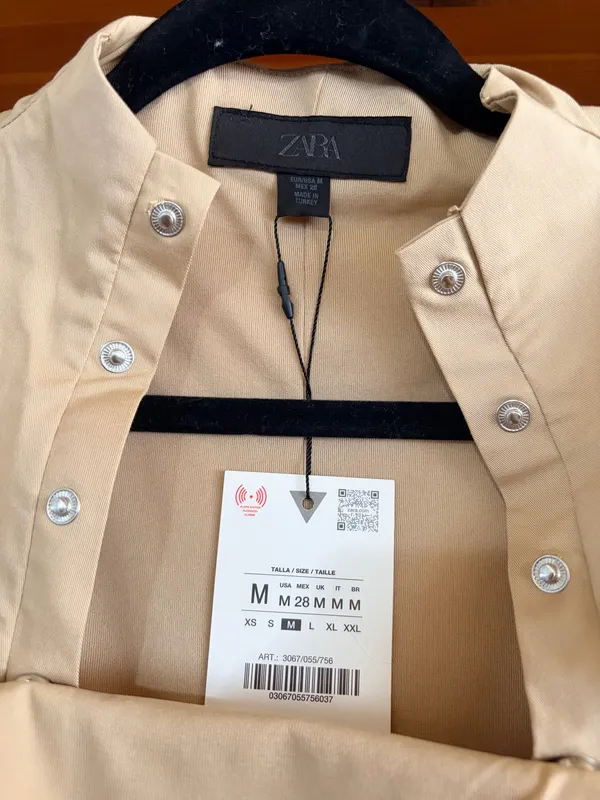 Zara Cream Military Button Peplum Top Sleeveless High Neck Minimalist NWT M - Image 3