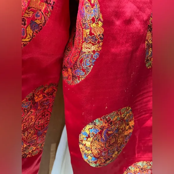 Y2K Chinese medallion Capri pants Red Size XS - Image 4