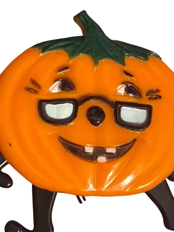 Vintage Articulated Jack O Lantern Pumpkin Pin Pull String Arms Legs Move Estate - Image 2