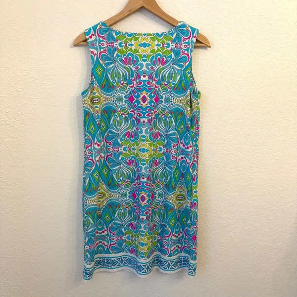 Jude Connally Carissa Shift Mini‎ Dress S Printed Resort Vacation Stretch Knit - Image 6