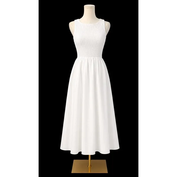 New! Petal & Pup Lillie Maxi Dress White Open Back Tie Smocked Midi Dress Small - Image 3