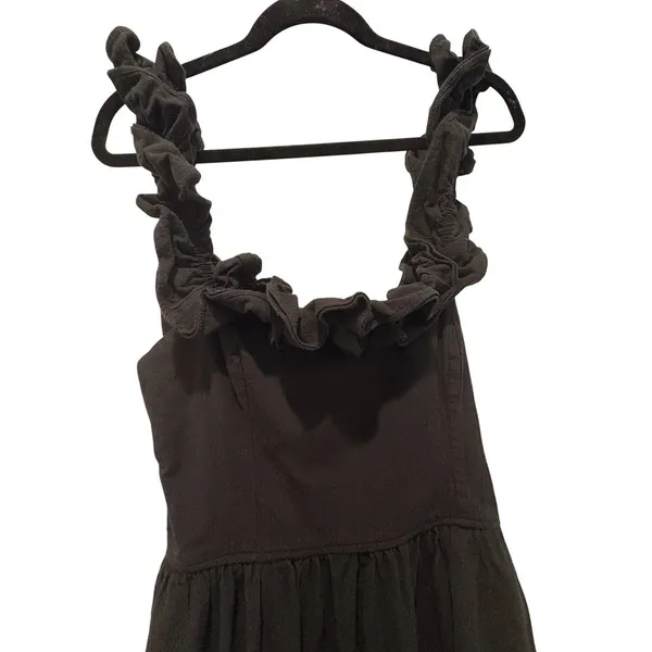 Free People $108 Ruffle It Up Black Midi Dress On or Off Shoulder Back Bow M - Image 9