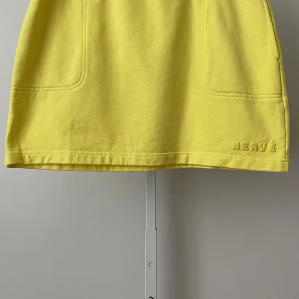 Herve‎ Leger Medium Yellow Skirt Cotton Knit Mini Athleisure Loungewear - Image 3