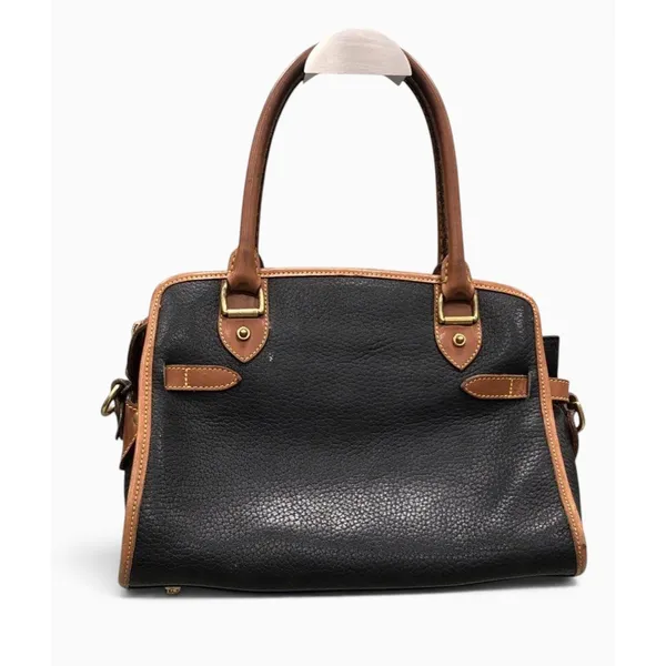 Vintage Dooney & Bourke AWL Black Tan Leather Zip Satchel Shoulder Bag USA - Image 3